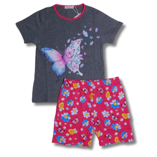 Dívčí letní pyžamo Kugo MP5879 šedé / růžové